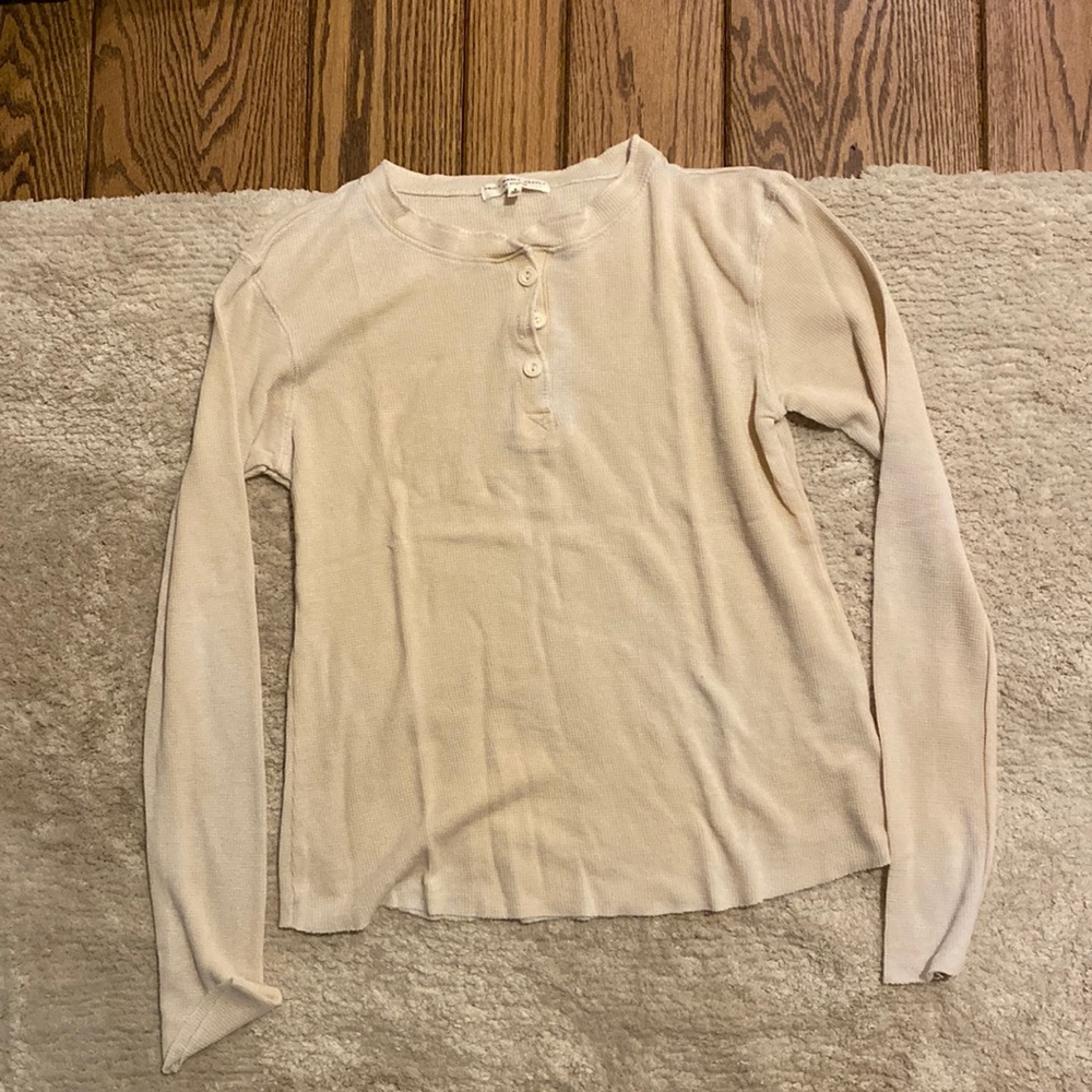 Long sleeve beige waffle shirt
